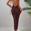 Shoulder Backless Ruched Cami Dress Brown | Cindie Clothing